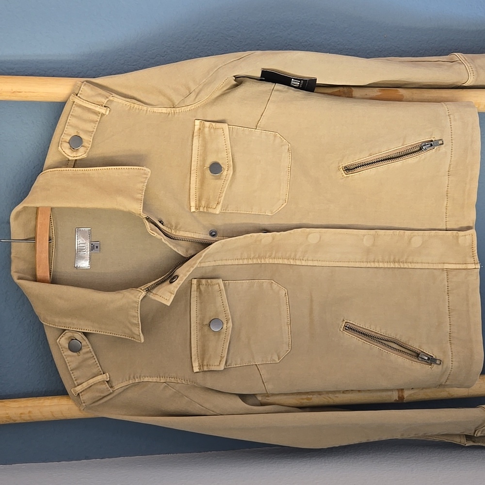 Kut from the Kloth M Moto jacket wheat color